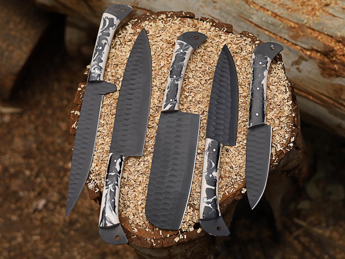 Handmade Carbon Steel Chef Set Set, 5pcs Chef Set