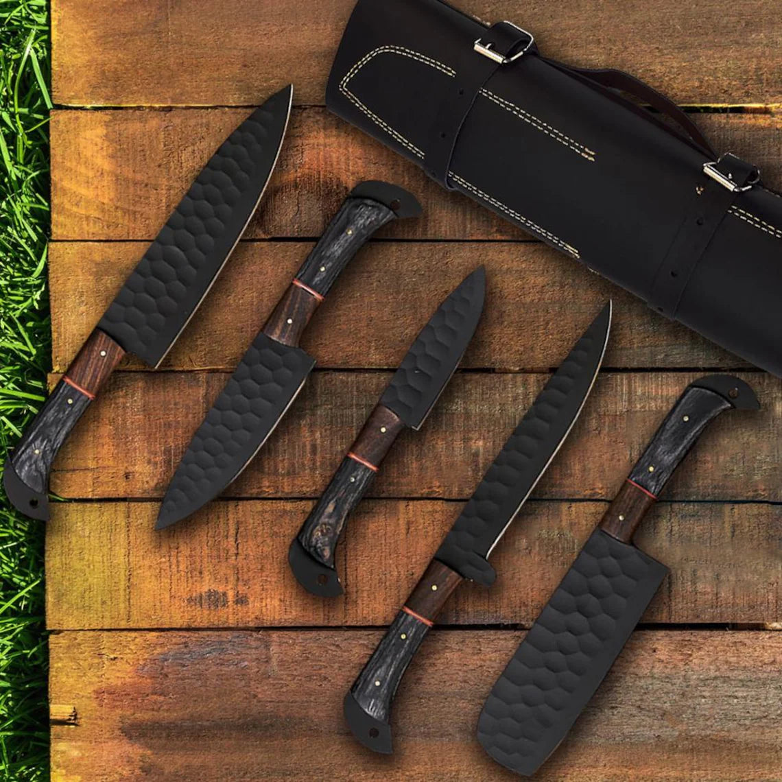 Hand Made Damascus Steel Chef Knife Set, Kitchen Knives