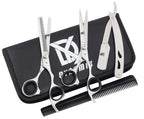 The Barber Kit – Chrome Stainless Steel Scissors, Straight Razor and Comb Set