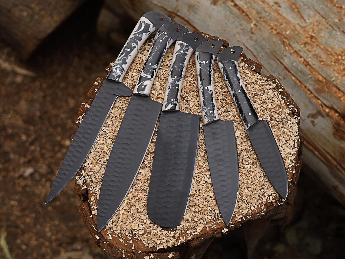 Handmade Carbon Steel Chef Set Set, 5pcs Chef Set