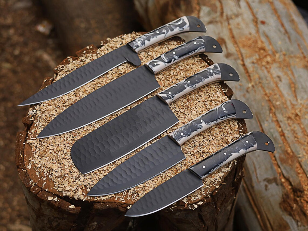 Handmade Carbon Steel Chef Set Set, 5pcs Chef Set