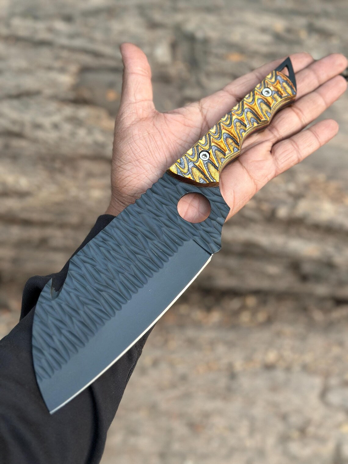 Hand forged 4pcs carbon steel luxury chef knife set