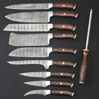Luxury 9 pieces Damascus Knife Set for Kitchen, Gift