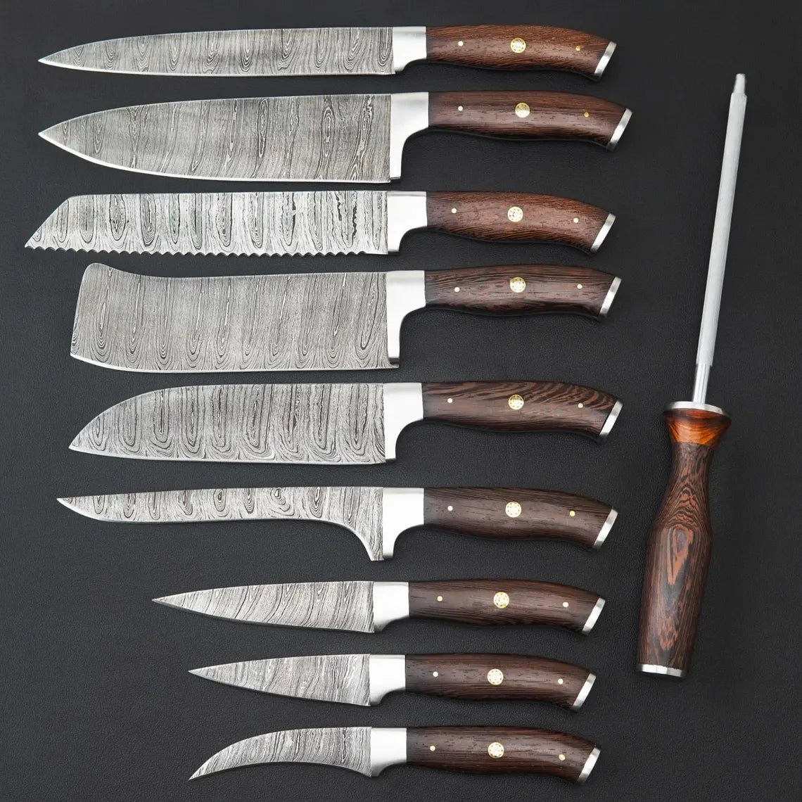 Luxury 9 pieces Damascus Knife Set for Kitchen, Gift