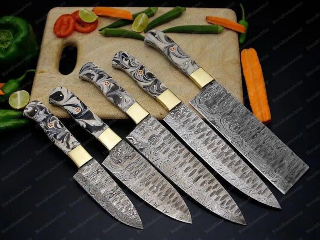 Hand Forged Damascus Steel Chef's Set