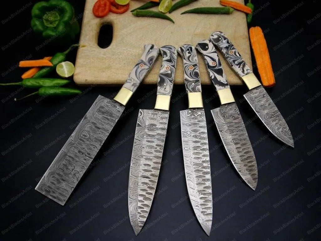 Hand Forged Damascus Steel Chef's Set