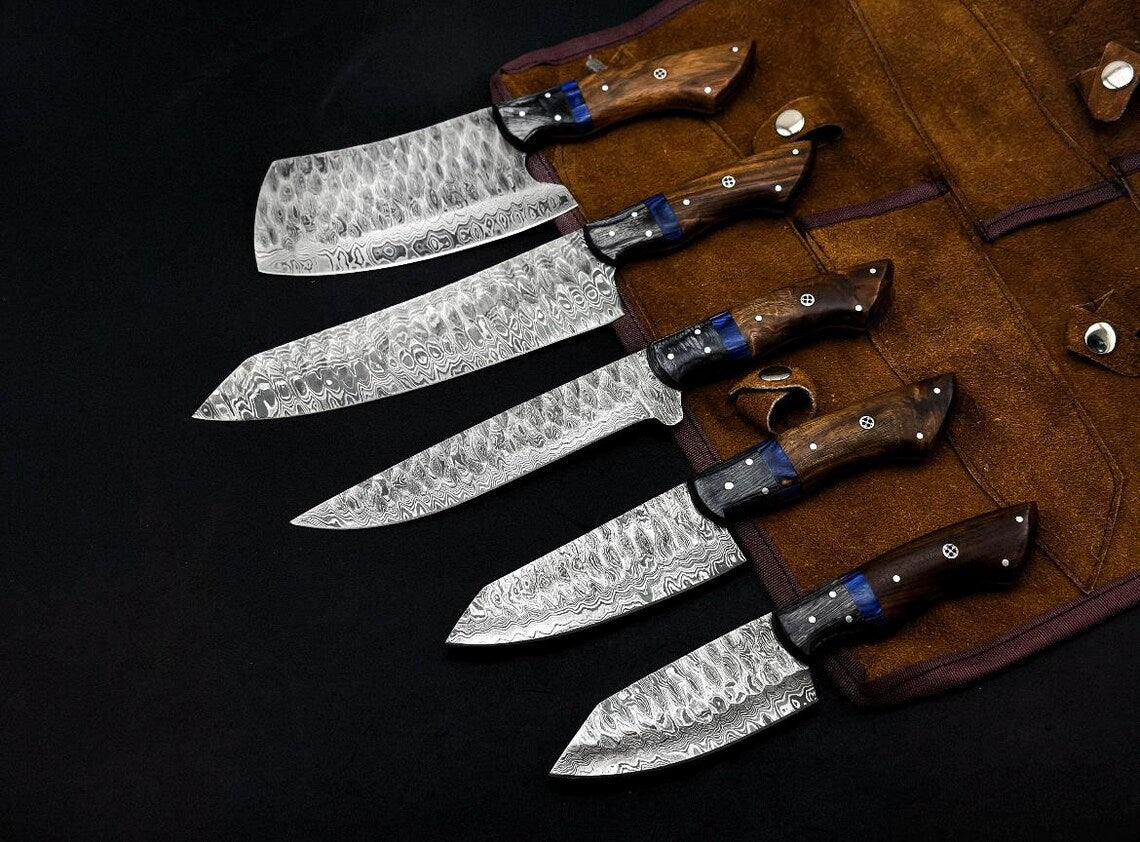 Chef Set, Handmade Damascus Steel Chef Knife Set