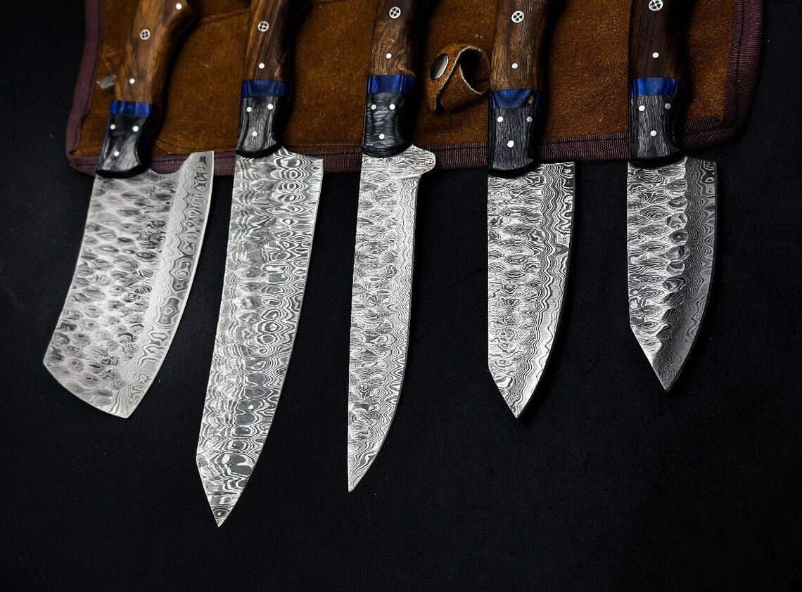 Chef Set, Handmade Damascus Steel Chef Knife Set