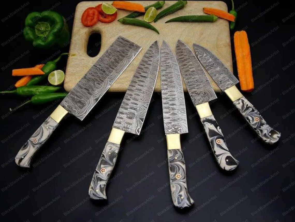 Hand Forged Damascus Steel Chef's Set