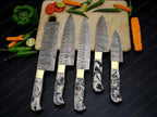 Hand Forged Damascus Steel Chef's Set