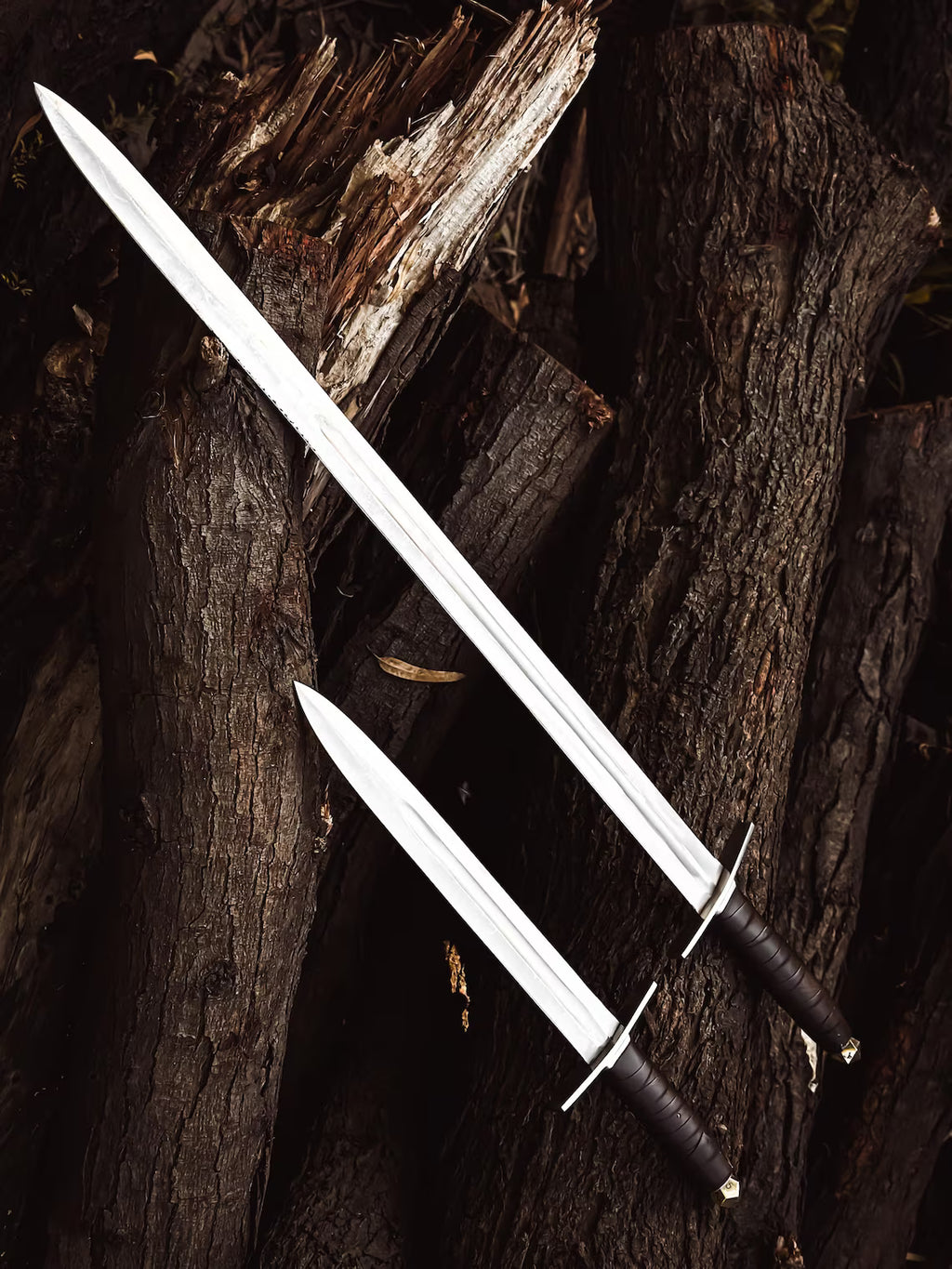 Handmade Damascus Sword with Knife