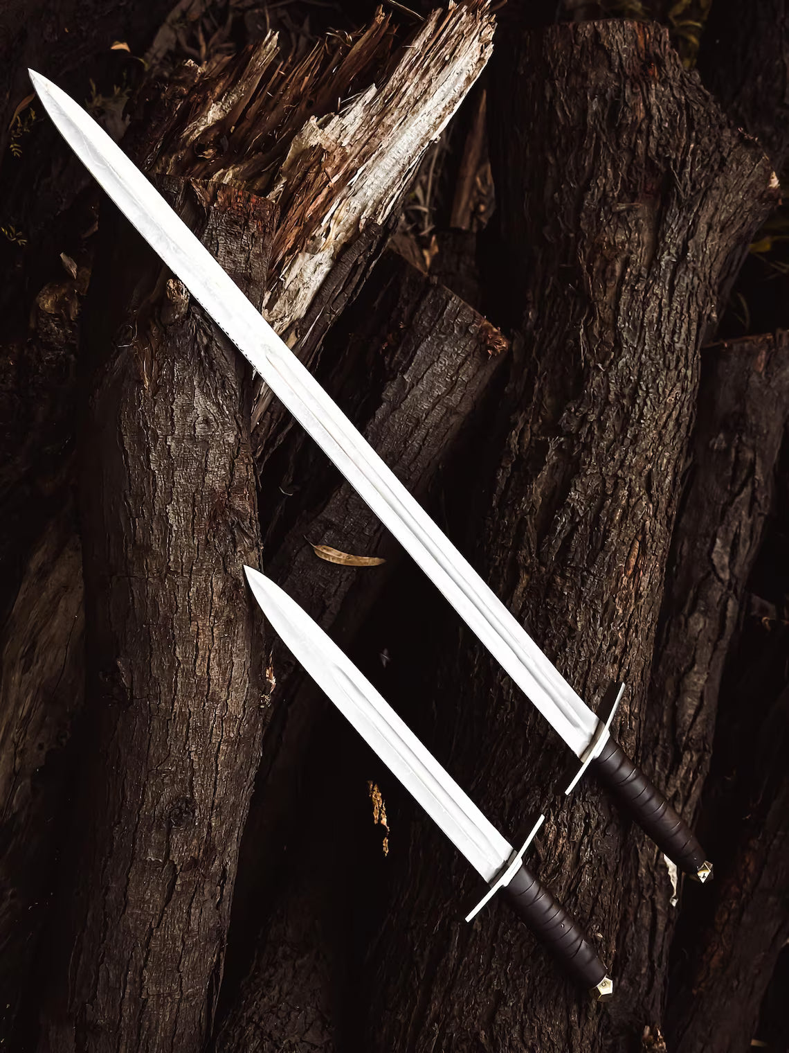 Handmade Damascus Sword with Knife