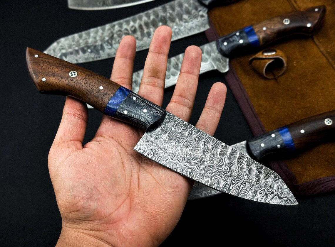 Chef Set, Handmade Damascus Steel Chef Knife Set