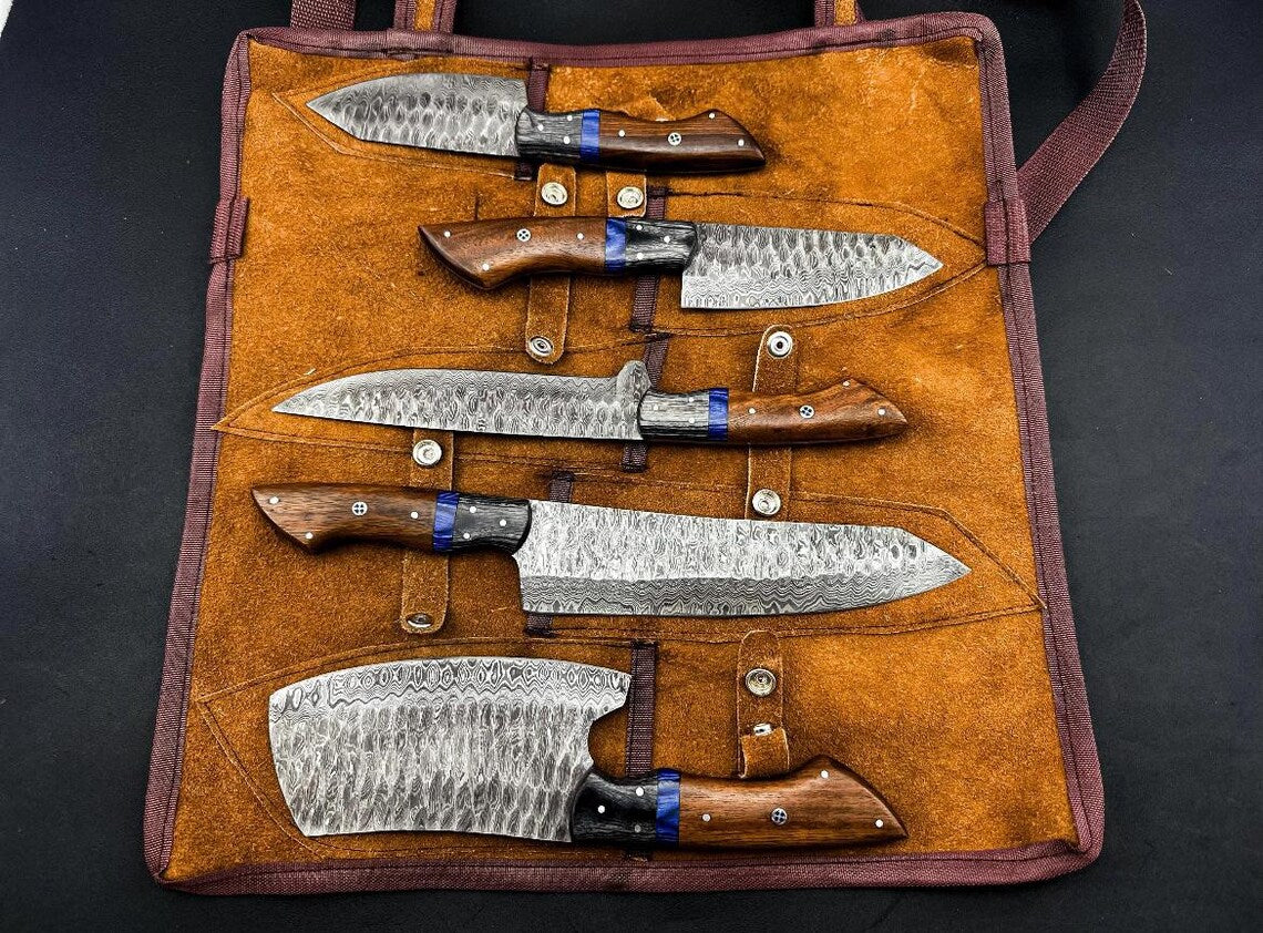 Chef Set, Handmade Damascus Steel Chef Knife Set