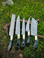 Custom Hand Forged Damascus Chef Knife Set