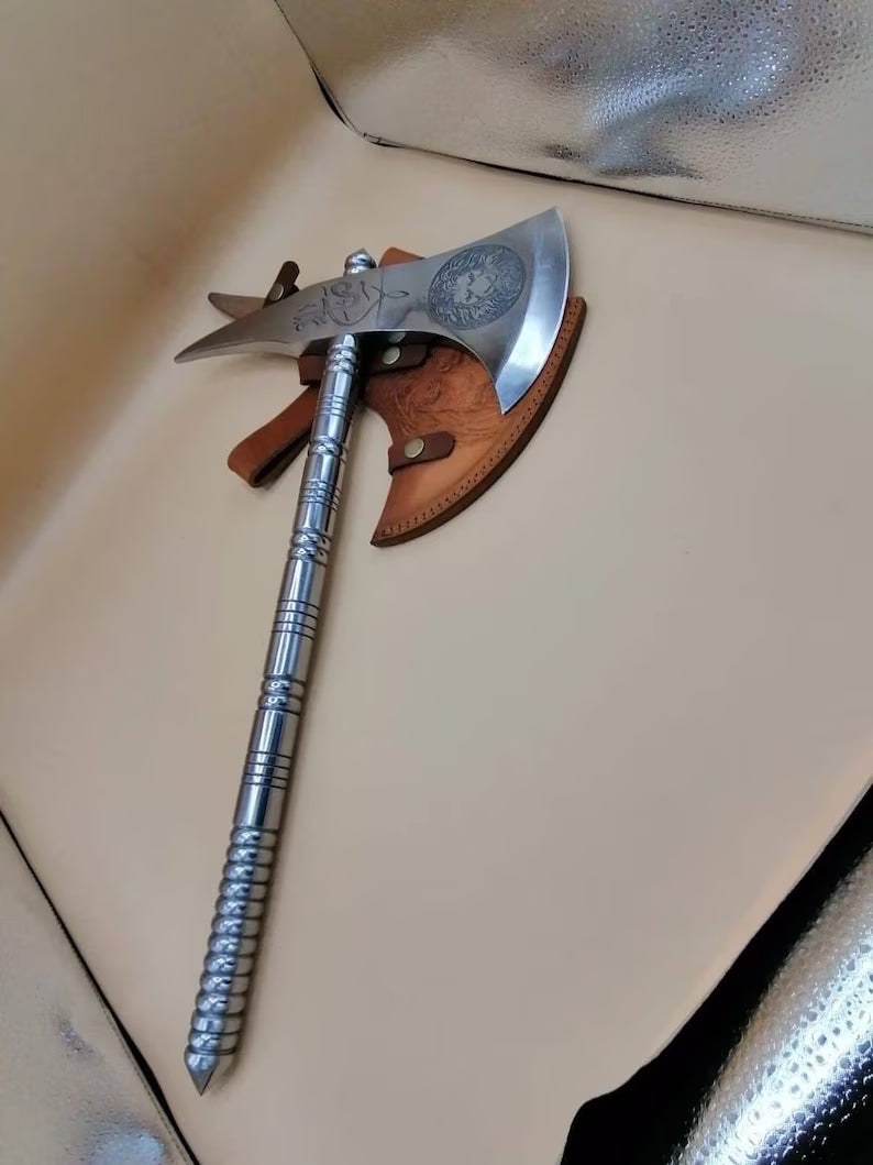 Custom Hand Forged Lion Axe