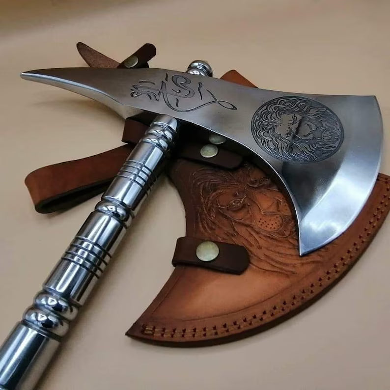 Custom Hand Forged Lion Axe