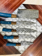 Hand Forged Damascus Steel Chef Knife Set, Kitchen Knives