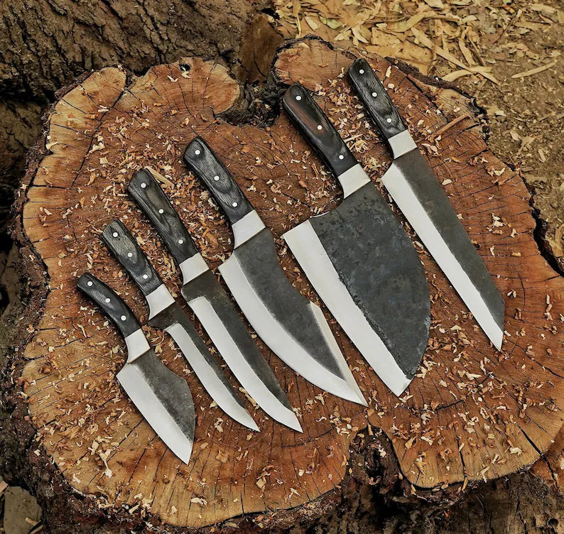 6 Pcs SERBIAN Hand Forged Carbon Steel Chef Knife Set