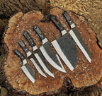 6 Pcs SERBIAN Hand Forged Carbon Steel Chef Knife Set