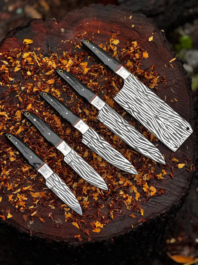 Hand Forged D2 Steel Aching Chef Knife Set