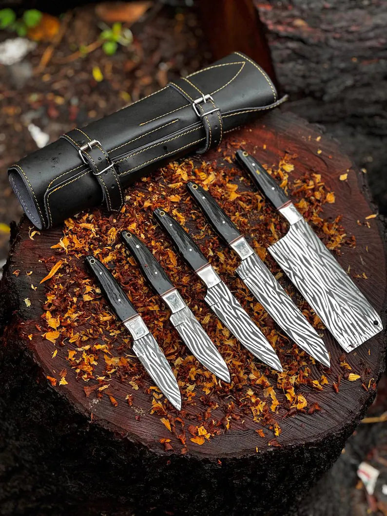 Hand Forged D2 Steel Aching Chef Knife Set
