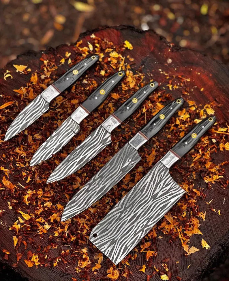 Hand Forged D2 Steel Aching Chef Knife Set