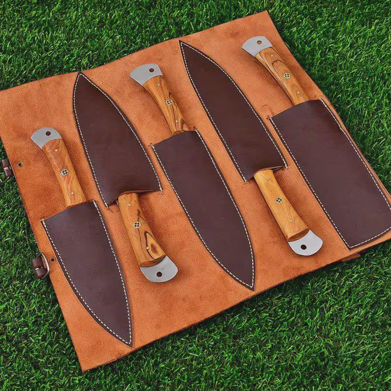 Custom Handmade Damascus Steel Knife Set