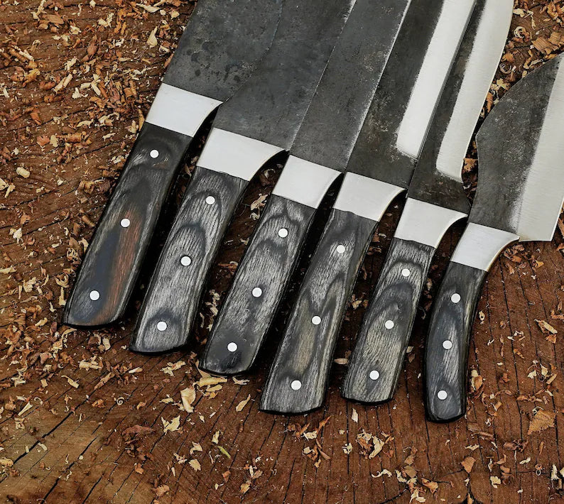 6 Pcs SERBIAN Hand Forged Carbon Steel Chef Knife Set