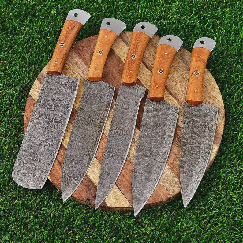 Custom Handmade Damascus Steel Knife Set
